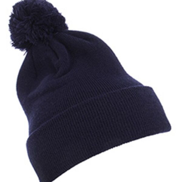 Cuffed Knit Beanie with Pom Pom Hat Thumbnail