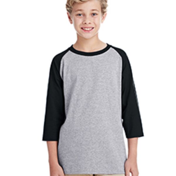 Youth  Heavy Cotton™ 5.3 oz. 3/4-Raglan Sleeve T-Shirt - Gildan Thumbnail