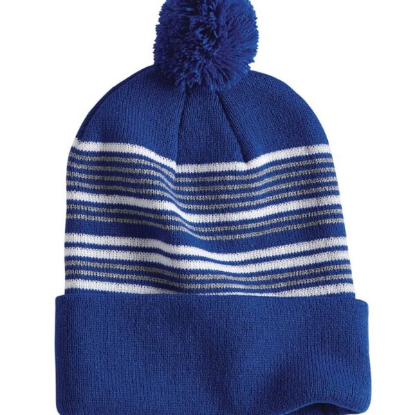 12" Striped Pom-Pom Knit Cap - Sportsman Thumbnail